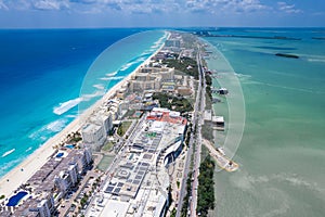 Aerial view of Cancun Hotel Zone, Mexico