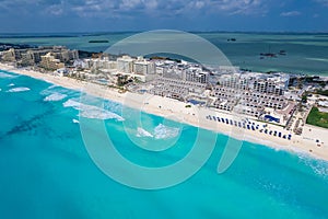 Aerial view of Cancun Hotel Zone, Mexico