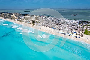 Aerial view of Cancun Hotel Zone, Mexico