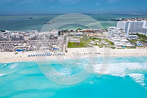 Aerial view of Cancun Hotel Zone, Mexico