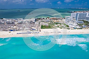 Aerial view of Cancun Hotel Zone, Mexico