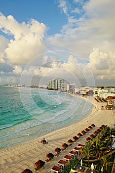 Aerial view of Cancun, Mexico.