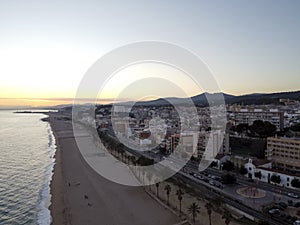 Aerial view of Canet de Mar in el Maresme coast, Catalonia, Spain photo