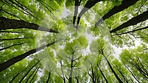 Aerial View of Canopy Tops in a Forest, A serene forest setting while a gentle rainfall patters on the canopy of leaves overhead2