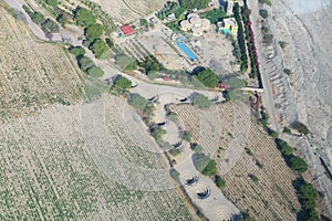 Aerial view of Cantalloc Aqueducts, Nazca, Peru.