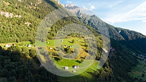 Aerial view in the canton Grisons in Switzerland