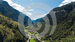 Aerial view in the canton Grisons in Switzerland