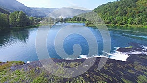 Aerial view of canyon and waterfalls on Una river, Bosnia