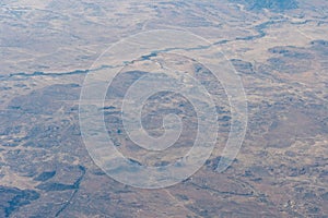 Aerial view or canyons and mountains