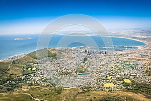 Aerial view of Cape Town skyline from lookout viewpoint