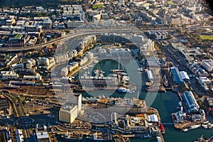 Aerial view of Cape Town Waterfront and Harbour