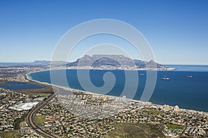 Aerial view of Capetown Table Mountain South Africa