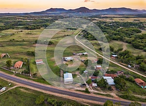 Aerial view of Capii, a village between Villarrica, Mbocayaty and the Colonia Independencia in Paraguay