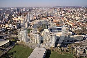 Letecký pohľad na hlavné mesto Bratislavy