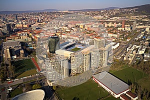 Letecký pohľad na hlavné mesto Bratislavy