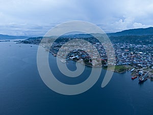 The Aerial View of Ambon City, Indonesia