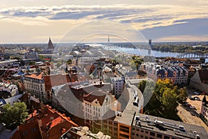 Aerial view of the capital Riga, latvia