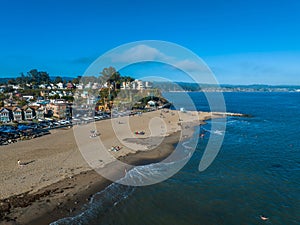 Aerial view of the Capitola beach town in California.