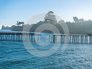 Aerial view of the Capitola beach town in California.