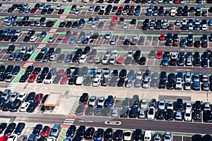 Aerial view of car crowded parking lot