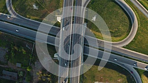 Aerial view of car traffic at the interchange