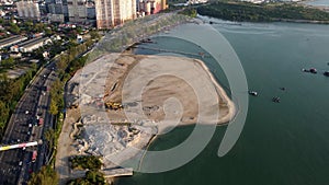 Aerial view car traffic near Tun lim Chung Eu Highway