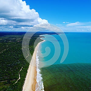 Aerial view of CaraÃ­va & Corumbau beaches, Porto Seguro, Bahia, Brazil