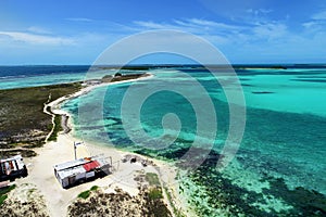 Aerial view of Carenero, a fantastic caribbean beach