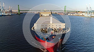 Aerial View Cargo Container Ship Delaware River Philadelphia