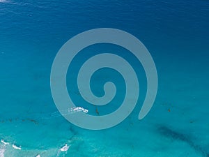 Aerial view of Caribbean Sea in Cancun, Mexico