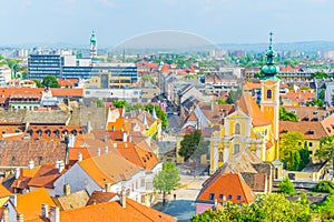 Aerial view of the Carmelita Church in Gyor, Hungary...IMAGE photo