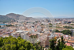 Aerial view of Cartagena and cerro del molinete archeological park, Spain photo