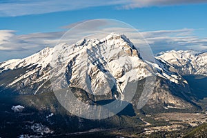 Aerial view of Cascade Mountain. Banff National Park, Canadian Rockies