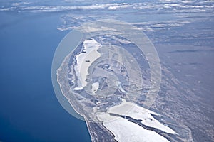 Aerial view of Caspian`s sea coastline