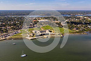 Aerial view of Castillo de San Marcos National Monument in Saint Augustine, Florida