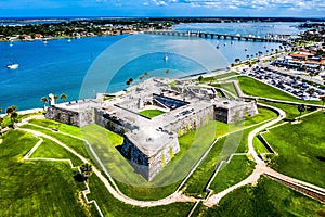 Aerial view of Castillo de San Marcos on a sunny day, Florida