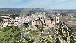 Aerial view of the castle of Almodovar del Rio in the province of Cordoba, Spain
