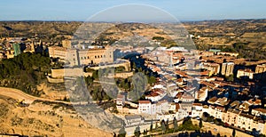 Aerial view of castle of Calatrava, Alcaniz, Spain photo