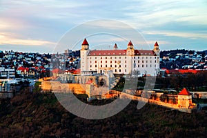 Aerial view of castle in the capital of Slovak Republic, Bratislava