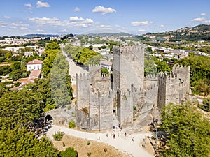 Aerial view of castle of Guimaraes, Portugal