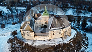 Aerial view of the castle in Olesko, Lviv region, Ukraine