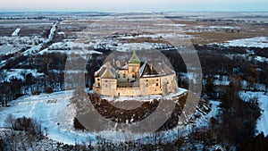 Aerial view of the castle in Olesko, Lviv region, Ukraine