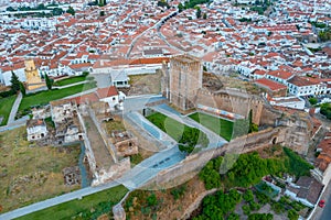 Aerial view of castle in Portuguese town Moura photo