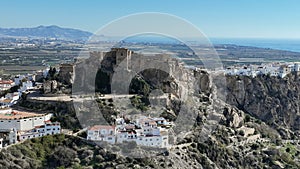 aerial view of the castle of Salobreña in the province of Granada, Andalusia.