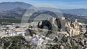 aerial view of the castle of Salobreña in the province of Granada, Andalusia.