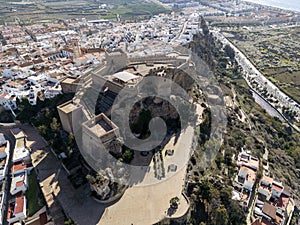 aerial view of the castle of Salobreña in the province of Granada, Andalusia.