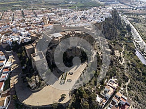 aerial view of the castle of Salobreña in the province of Granada, Andalusia.