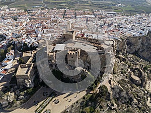 aerial view of the castle of Salobreña in the province of Granada, Andalusia.