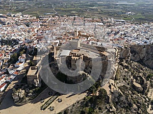 aerial view of the castle of Salobreña in the province of Granada, Andalusia.