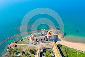 Aerial view of Castle of Santa Severa, north of Rome, italy